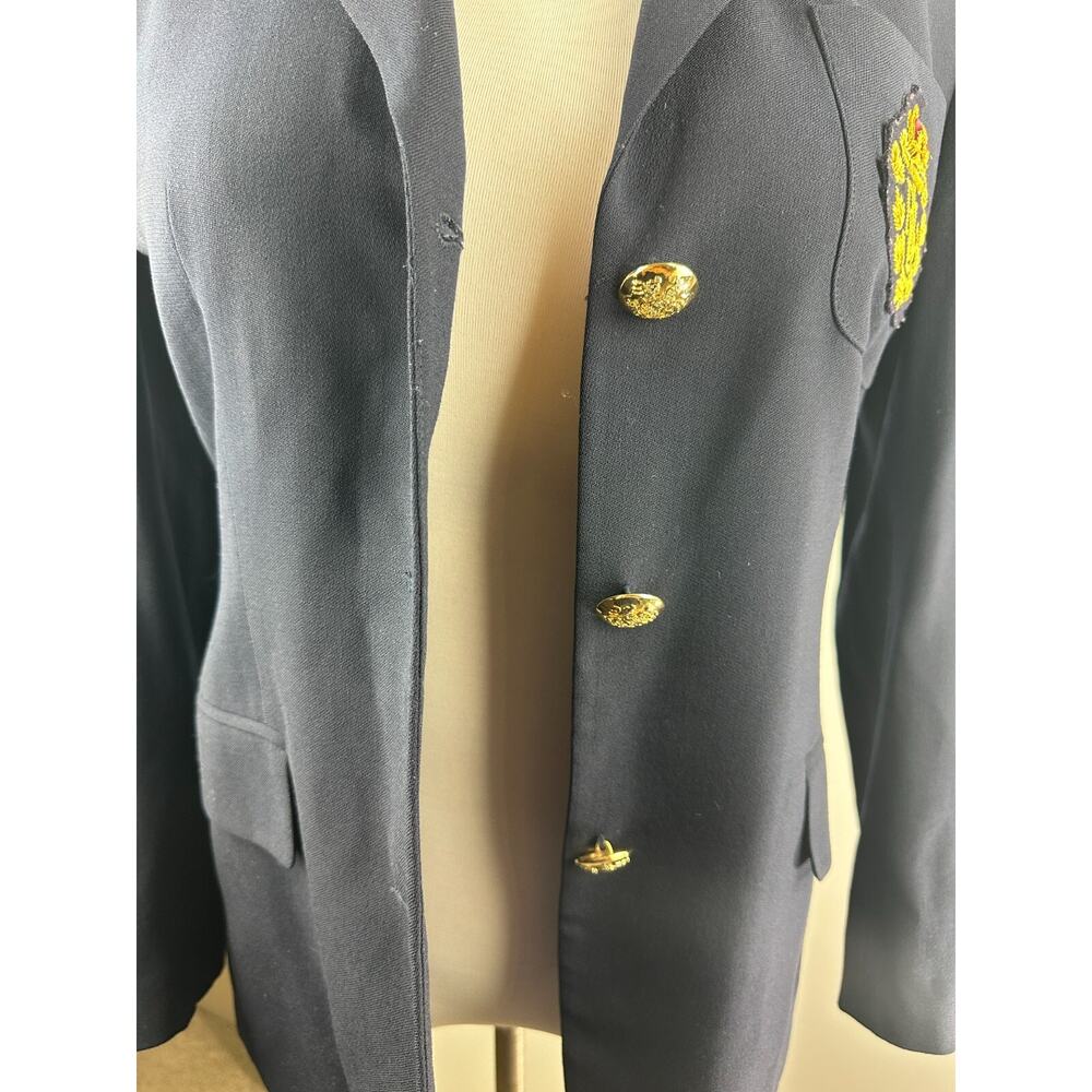 *Flaw Lauren Ralph Lauren Crown Crest 100% Wool Blazer Jacket Navy Womens Size 6 - Picture 7 of 16